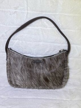 Wild Goose Mable hair on Shoulder Bag in brown & white with brown leather strap